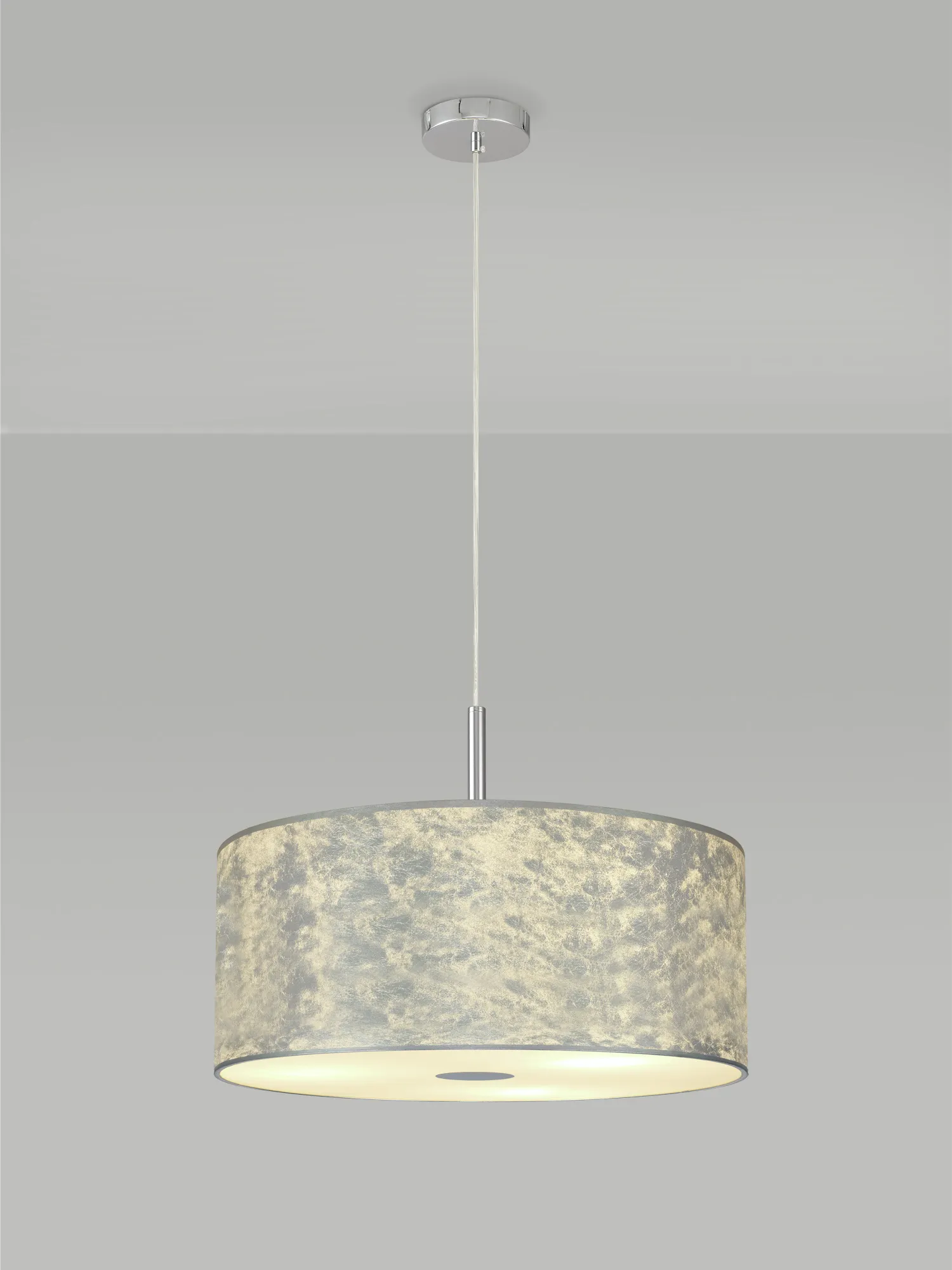 Baymont 50cm 3 Light Pendant Polished Chrome, Silver Leaf, Frosted Diffuser DK0797  Deco Baymont CH SL